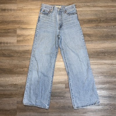 Levi's Premium Ribcage Wide Leg Jeans Womens W27 x L29 Light Wash Button Fly