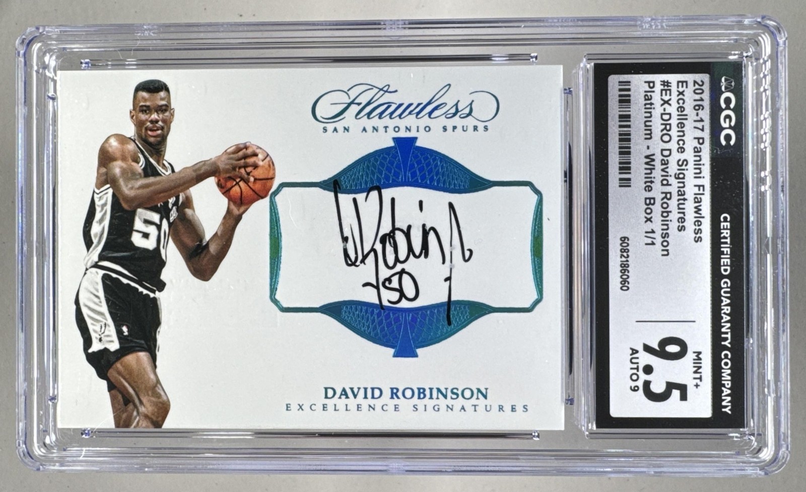David Robinson 2016 Panini Flawless White Platinum Excellence Auto 1/1 CGC 9.5/9