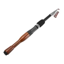 Telescopic Fishing Rod 1.6 M Fiberglass Fishing Poles Black & Wood Color