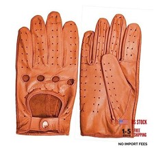 Mens Leather Driving Gloves Touchscreen, Unlined Thin Leather Medium Camel