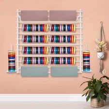 12 Rods Wall-Mounted Display Rack, Wrapping Paper Ribbon Holder 120*20*120cm