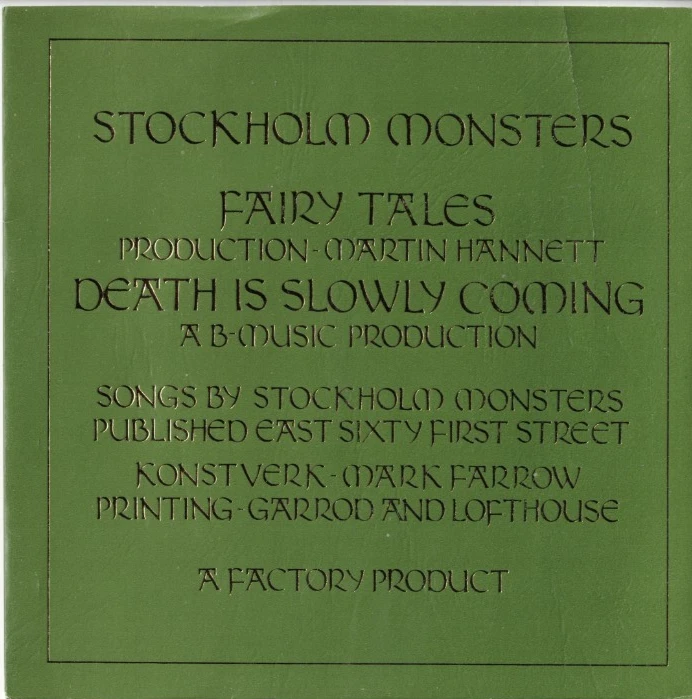 STOCKHOLM MONSTERS Fairy Tales UK 7" VINYL w/PS UK POST PUNK Factory Label - Image 2 of 2