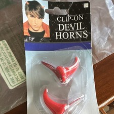 Red Clip-On Devil Horns Costume Accessory One Size Pair for Devil Theme Cosplay