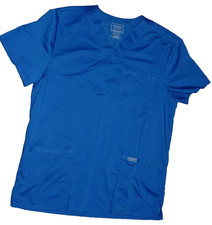 Cherokee Workwear Royal Blue Short Sleeve Scrub Top SZ M poly/rayon/spandex