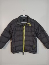The North Face Boys Puffer Jacket Size M 10-12 ; Gray And Green; Full Zip