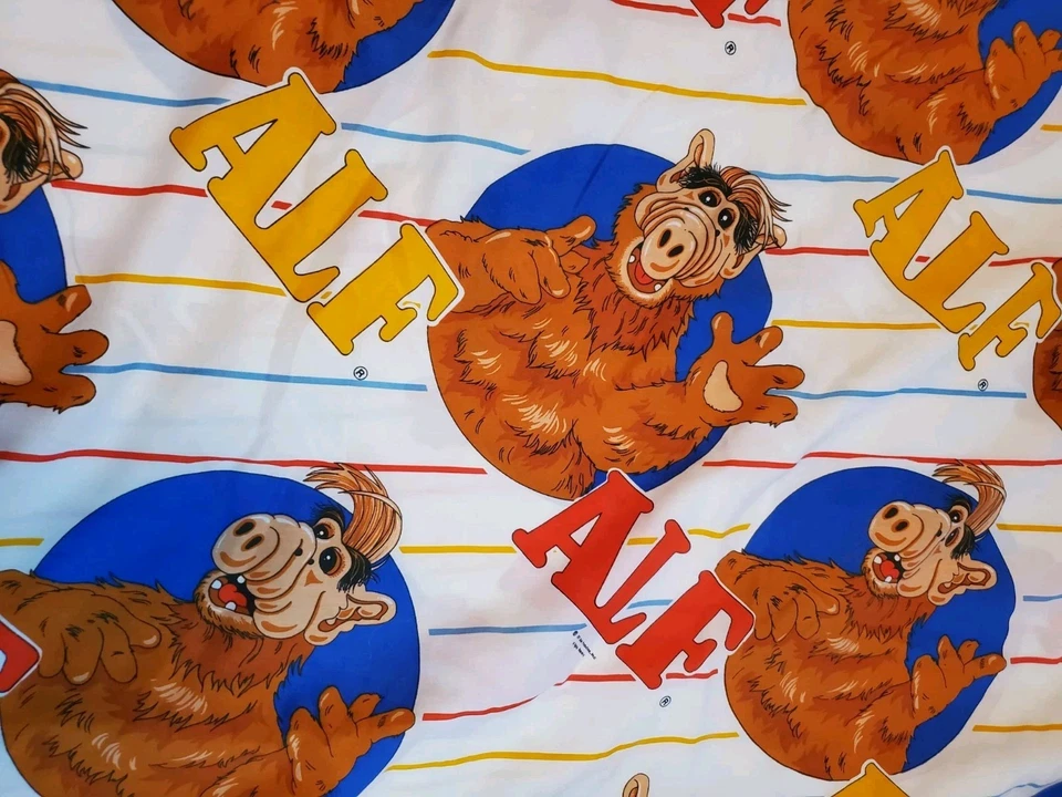  Винтажная ткань 80-х 1987 Bibb ALF Twin плоская кровать простыня телевизор мультфильм инопланетянин - Изображение 3 из 4