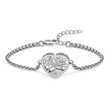 Cremation Jewelry Tree of Life Heart Urn Bracelet for Human Ashes for Women Men