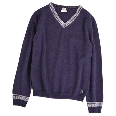 Hermes Knit Sweater Long Sleeve Wool Top Mens 36 (equivalent) Navy Used MOLO-0