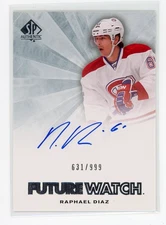 2011-12 SP Authentic Auto Future Watch 631 /999 Raphael Diaz #262 Rookie Auto RC