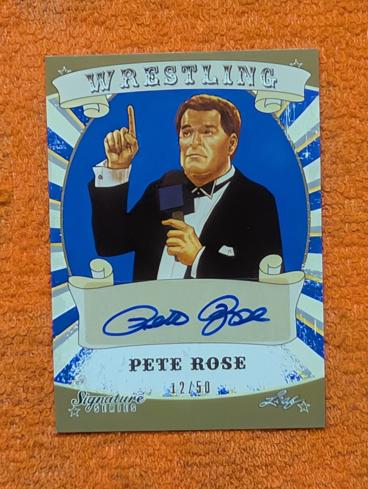 2016 Leaf 12/50 Pete Rose Signature Series Wrestling Autograph/Signed Blue Ink