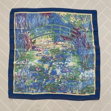 Roger Laurent Paris Colorful Water Lily Print Scarf 34x34