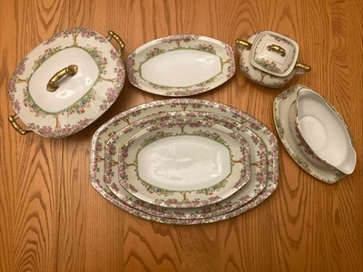 Vintage Union K Czech  Rose Tree  Complete 10 Piece Serving Set Beautiful