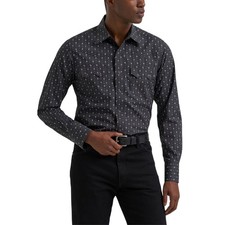 Wrangler Men's Retro  Black Modern Fit Snap Shirt 112381864