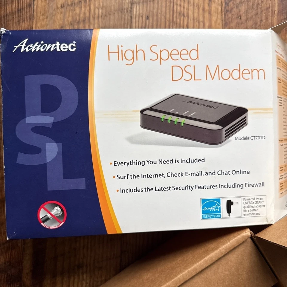 Actiontec High Speed DSL Modem GT701D Black One Size Networking - Image 2 of 3