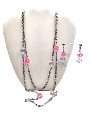 Vntg Sarah Coventry "Pastel Glow" Set 1971, pink purple