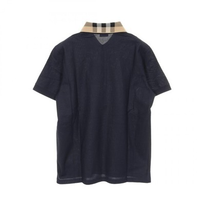 BURBERRY Collar check Polo shirt 8072661L cotton Navy Brown #L NEW