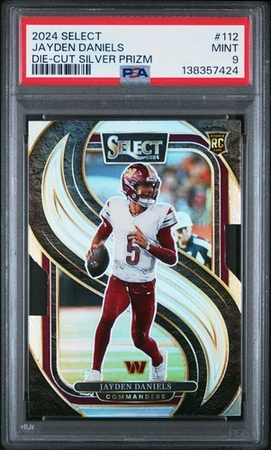 2024 Panini Select #112 Jayden Daniels Die-Cut Silver Prizm PSA 9