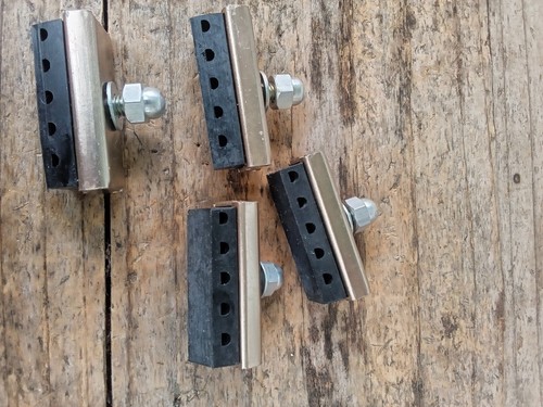 Lot Of 4 NOS Vintage Smooth Block Bike Pads- Goldish Bronze Color Metal Clad - Picture 2 of 3