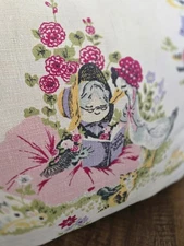 1 Vintage Mother Goose Nursery Rhyme Pillow Decor Fabric 19"x15"