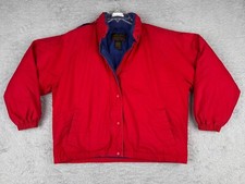 VINTAGE Eddie Bauer Jacket Men Medium Red Goose Down Insualtion Cotton Shell Zip