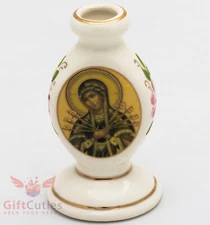 Porcelain Candlestick Icon of Theotokos Our Lady of Sorrows Семистрельная