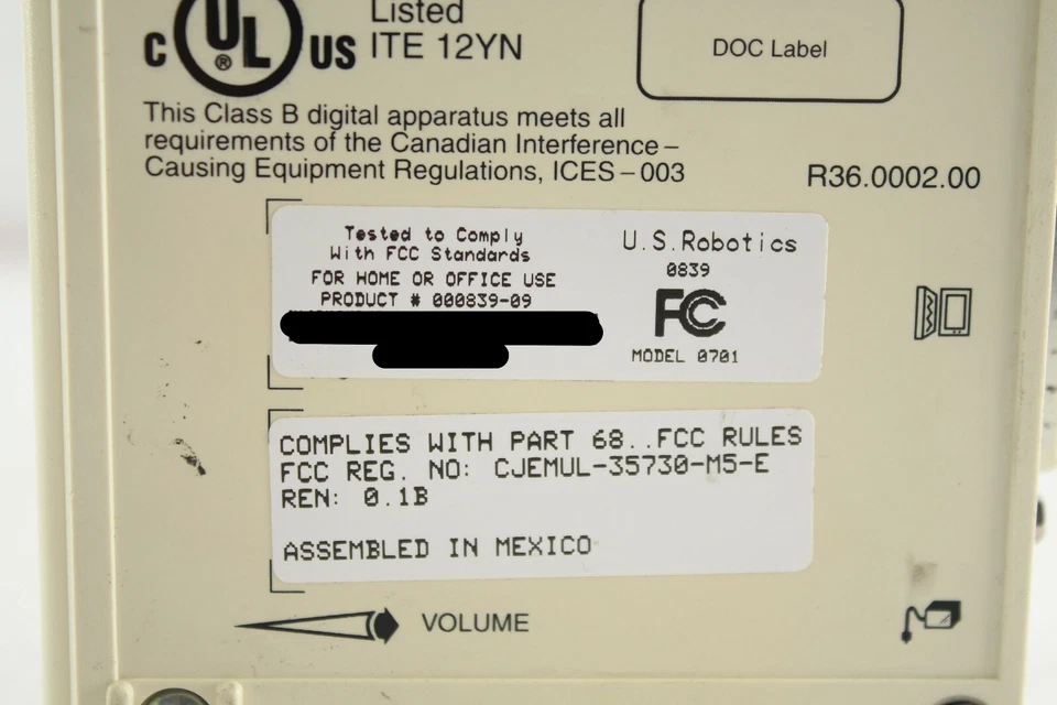 US ROBOTICS Sportster 33.6 Faxmodem 3COM 000839-09 - Image 4 of 4