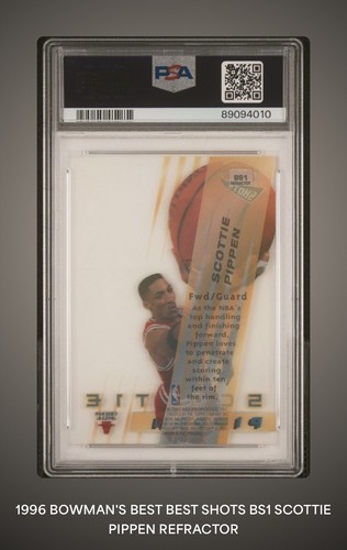 1996-97 Bowman's Best - Best Shots Refractor #BS1 Scottie Pippen PSA 9 Mint 🔥🔥 - Picture 2 of 2