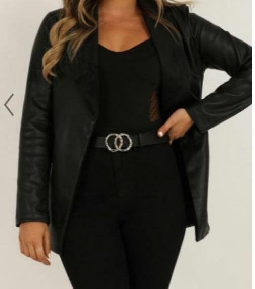 Women's Showpo Victorious Black Leather Jacket Size