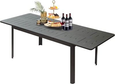 Domi Patio Dining Expandable Metal Aluminum Outdoor Table for Lawn Garden