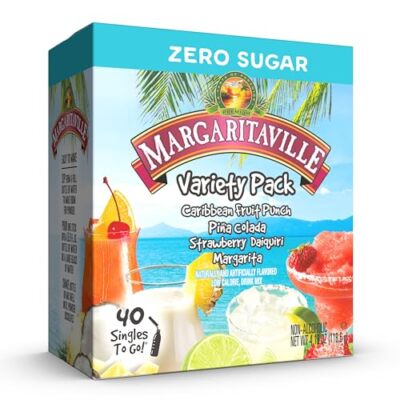 Margaritaville Singles to Go Water Drink Mix Variety Pack Includes 4 Flavors