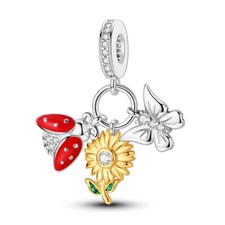 MULA 925 Sterling Silber Marienkäfer Sonnenblume Schmetterling Charm Für Armband