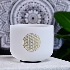 528Hz 8 Inch C Life Flower Chakra Quartz Crystal Singing Bowl Sound Healing Yoga