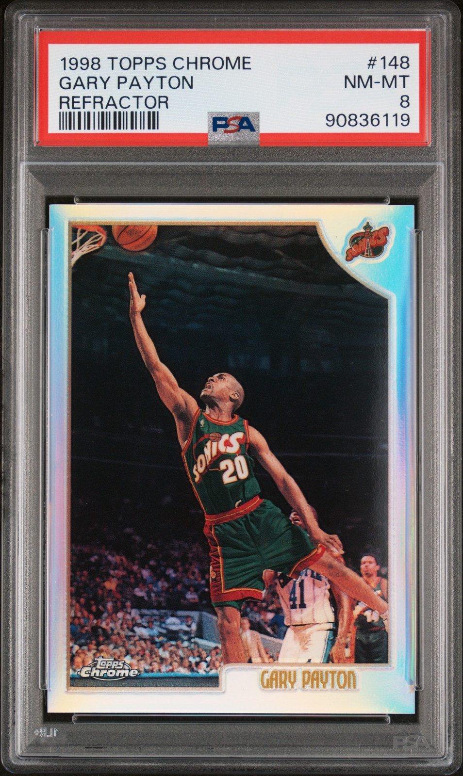 1998 Topps Chrome 148 Gary Payton Refractor PSA 8