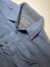 GRIZZLY MOUNTAIN Flannel Shirt Mens LARGE Blue Button Long Sleeve Pocket