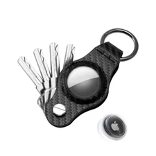Key Organizer for Airtag Carbon Fiber Leather Anti-loss ,Secures 2-4Keys