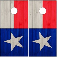 Texas Flag Wood Star LAMINATED Cornhole Wrap Bag Toss Skin Decal Sticker