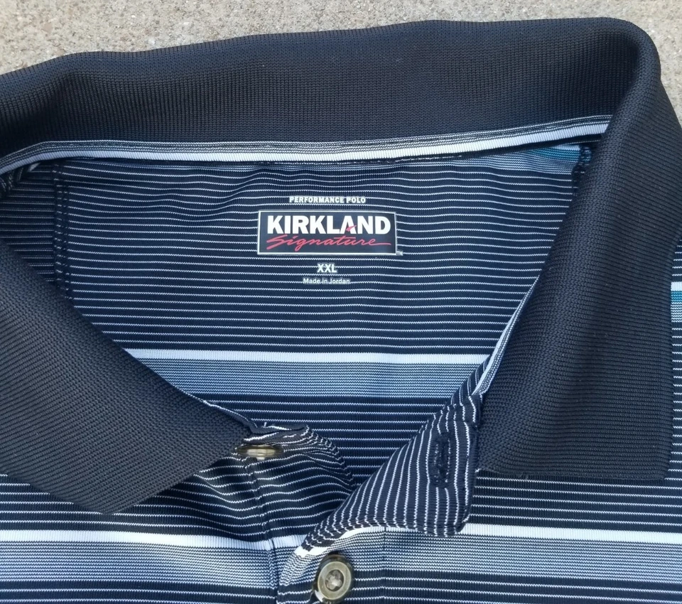 Kirkland Signature Mens Polo Golf Rugby Equestrian Shirt Black Blue Size 2XL  - Image 3 of 4
