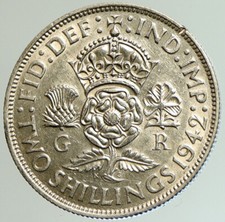 1942 United Kingdom UK Great Britain GEORGE VI Crown Silver Florin Coin i105187