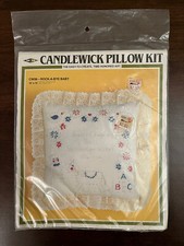 Candlewick Pillow Kit Rock A Bye Baby 14x14 Square Pattern Vintage MH Yarns