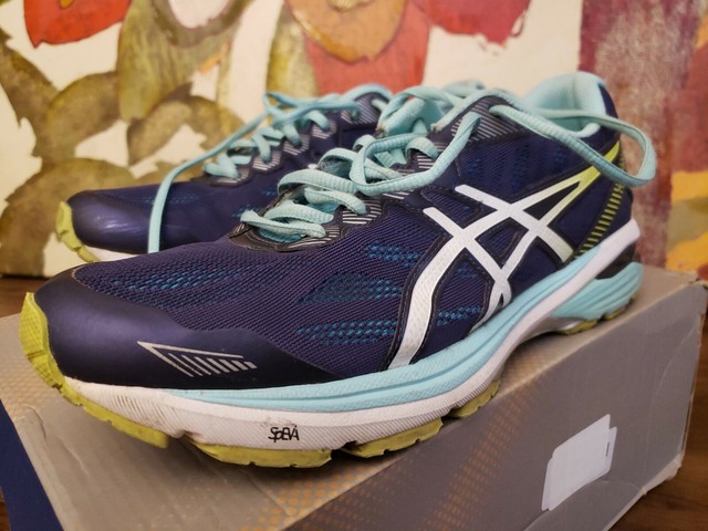 Womens sz 11 Asics GT 1000 T6A8N Running Shoes Blue Green White Sneakers | eBay