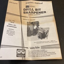 Sears 6672 Afilador de Brocas Manual Propietarios Amoladora Accesorio Libro de Instrucciones