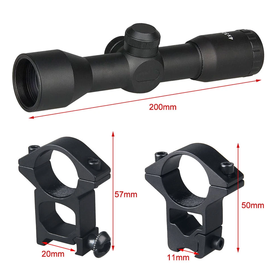Compact 4X32EG Red Green Mil-Dot Riflescope Reticle Optic Sight For 11/20mm Rail - Image 4 of 4