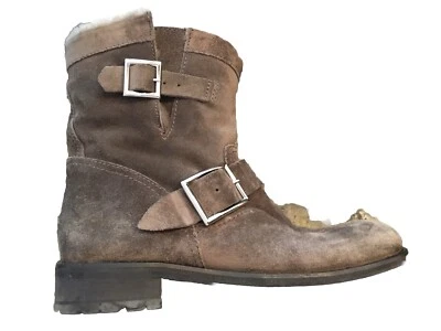 Très Belle Et Authentique Boots Fourrées Daim Jimmy Choo Youth 38 Parfait État - Photo 1/4