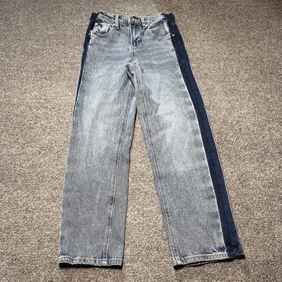 OAT New York Jeans Womens 0 Blue Straight Light Wash Cotton Blend Zip Stretch
