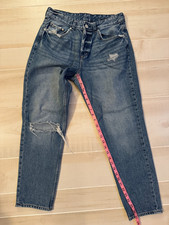 H  M low waist boyfriend distressed  denim jeans size 28 women's 27" ins