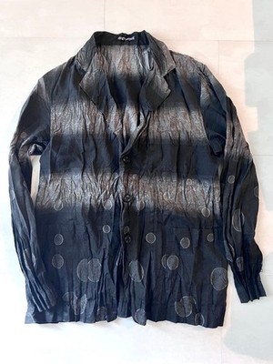 Issey Miyake Wrinkled Shirt Black Gray Gradient Circle Pattern #FE AFA