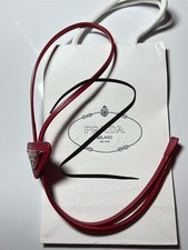 PRADA Saffiano Leather Bolo Neck Tie Triangle Logo Tech Adjustable Red Q9