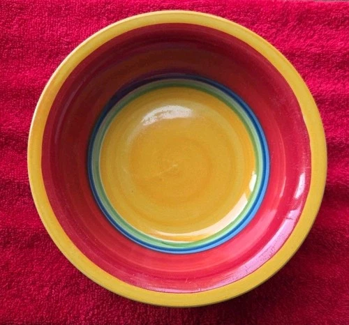 Royal Norfolk Stoneware Mambo Coupe Cereal or Soup Bowl 7.5" Yellow Center
