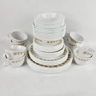 Vintage Corelle Butterfly Gold 56-Pc Dinnerware Set Service for 8 MCM Corning