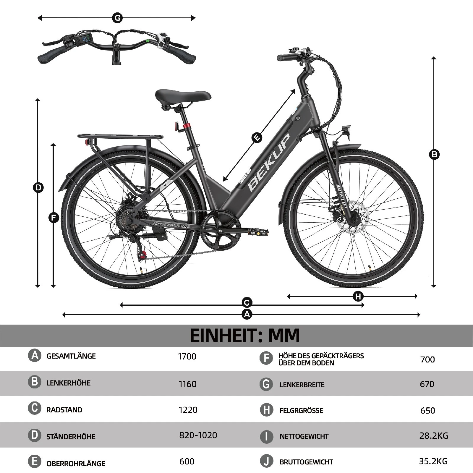 BEKUP V1 26" All-Terrain Tires 36V 14.5Ah Mountain Bike E-City Bike 7 Speed - Picture 15 of 18